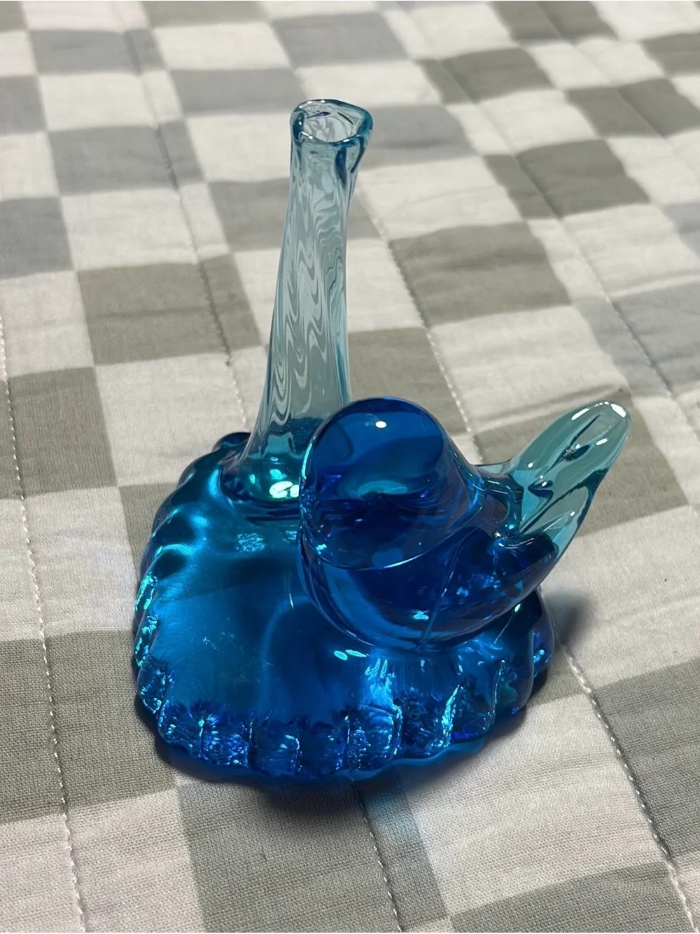 Blue Bird of Happiness Leo Ward Glass Bud Vase